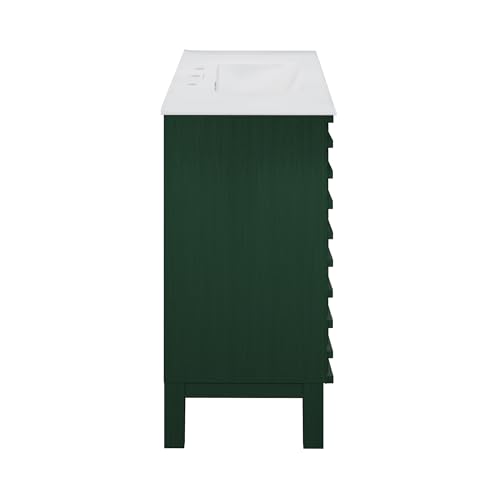 Image of Swiss Madison Cascade 36 inch Freestanding Bathroom Vanity in Green Oak with 3-Hole Widespread Sink Top