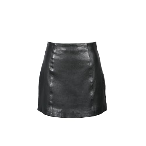 Freaky Nation Falda Corta de Piel Modelo Roma Color Negro (M)