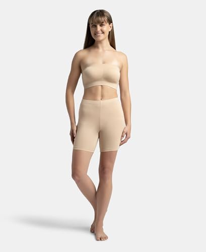Image of Jockey 1545 Women's Wirefree Padded Micro Touch Nylon Elastane Stretch Full Coverage Bandeau Bra with Removeable Pads and Detachable Transparent Straps
