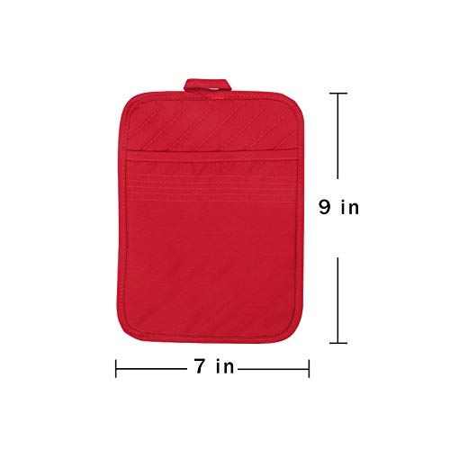 Anyi Pot Holders And Oven Mitts 7" X 9" Heat Resistant Cotton Pocket Pot Holder Set Feature Of Non Slip Kitchen Hot Pad Oven Mitts, 3-Pack, Red #TOP6
