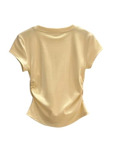 Verdusa Girl's Bowknot Basic T Shirts Short Sleeve Ruched Summer Y2k Going Out Tops2