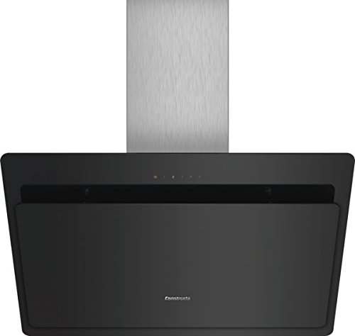 CONSTRUCTA CD688860 Wandhaube/Edelstahl/Glas/Schwarz / 80 cm/LED Beleuchtung