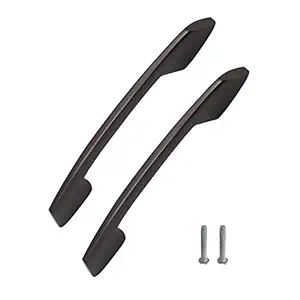 Atom 6 inches Zinc Cabinet Pull Handle | Black Matt Finish | Office Wardrobe Furniture Kitchen Drawer Push Bar, 545, Pack of 2