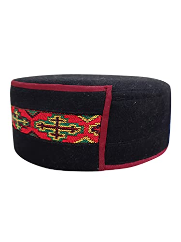 Image of Vastraa Fusion Himachali Topi for Men | Nepali Headwear | Traditional Kullu Cap | Pahadi Topi | Kashmiri Hat | Wool Handcrafted Ethnic Wear