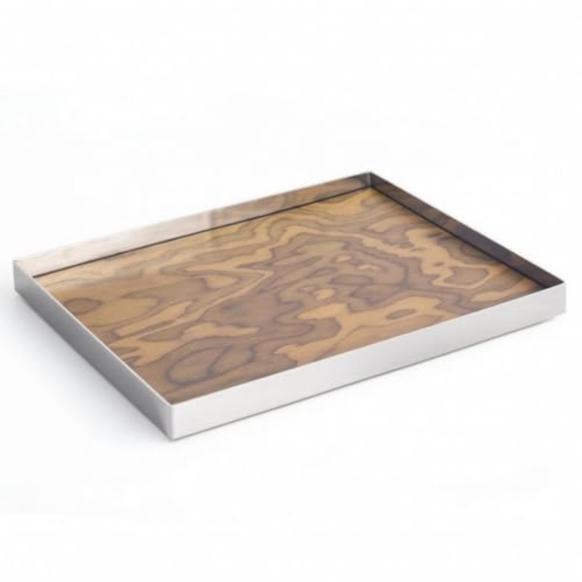 Tray with Wood Base, Decorative Grain Design