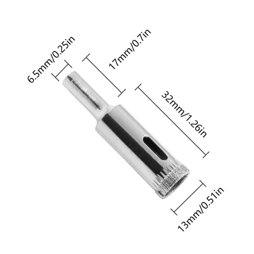 Image of Luomorgo 5 Pcs 13mm /1 /2 inch Diamond Hole Saw Drill Bits | 1.1 inch Cutting Depth, For Glass Ceramic Marble, For Porcelain Tile Granite, For Quartz Gemstone
