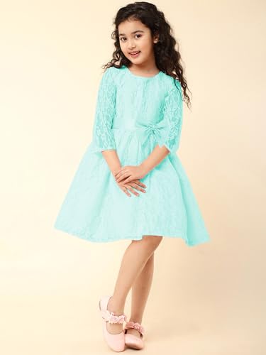 Image of A.T.U.N. (All Things UBER Nice) Girls Fit and Flare Knee Length Double Bow Dress for Party, Birthday and Special Occasion