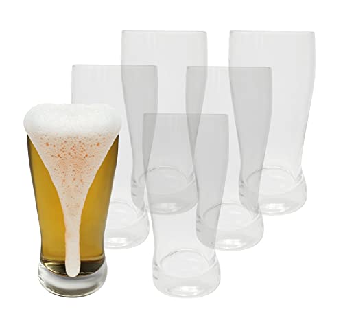 Provance Juego de 6 vasos de cerveza, 0,3 l, 300 ml, 0,3 l, 0,3 litros, vasos de cerveza, vasos para bebidas, cristal transparente, sin marca de llenado, diámetro aprox. 6,5 x 15 cm