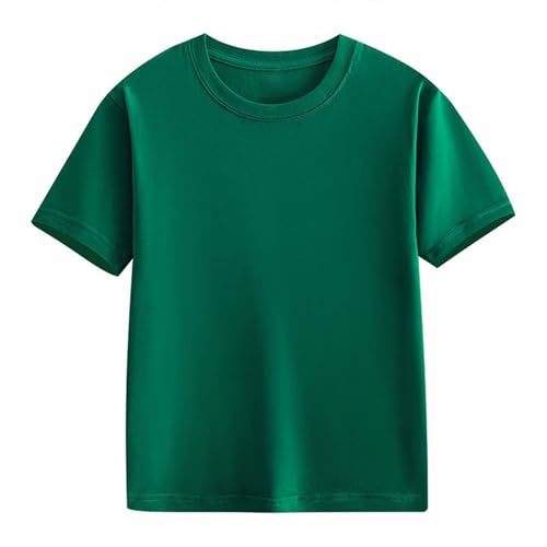 Little Girls Boys Cotton Plain Color Shirts Short Sleeve Casual Classic Crewneck Summer Trendy Slouchy Crop Tops for Kids