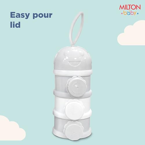 Image of Milton Baby 3 Layer Milk Powder Container I Formula Dispenser On The Go I BPA Free - 100% Food Grade I Travel Friendly Portable Container for Milk Powder, Snacks, Fruits I Light Weight I Grey
