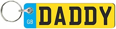 Pixie's Gifts Custom License Plate Keychain - Wooden Number Plate Keyring - Mini Number Plate Key Ring - Name Plate Keychain - Just Passed Milestones (DADDY)