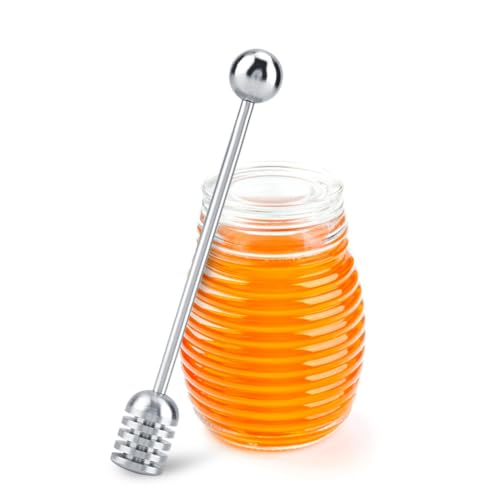 Stainless Steel Honey Dipper,Jam Syrup Dippers Honey Drizzler Stirrer Server Stirrer Spoon Mixing Stick Honey Drizzling Wand for Honey Pot Jar Containers