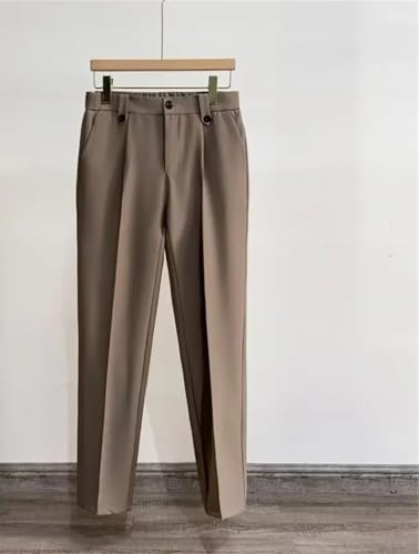 Men's Suit Pants Straight-Leg Slim Cropped Pants Casual Draped estern Trousers4