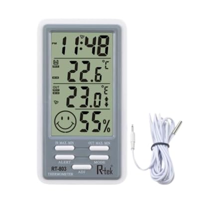 RT-803 Digital Indoor Outdoor Thermometer with Humidity Monitor, LCD Display, Temperature Alarm, Time Display, Comfort Level Indicator-picture-25