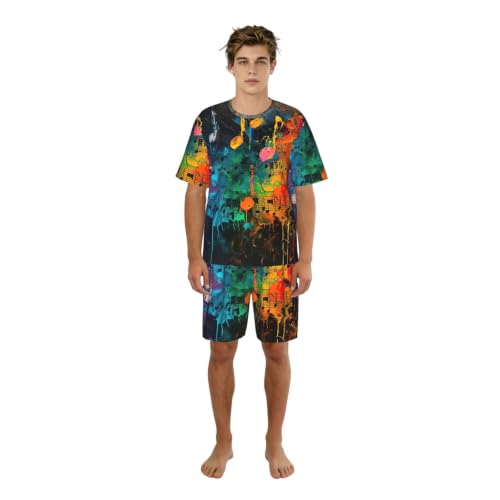 Pyjama homme notes de musique manches courtes extensible et doux