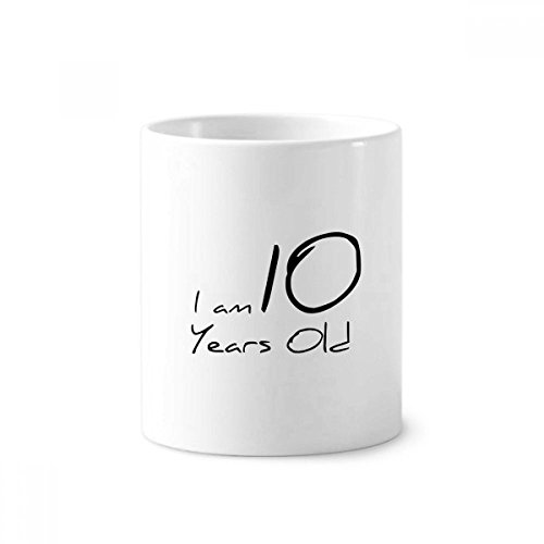 Tasse blanche 10 ans céramique porte-stylo idéal pour bureau enfant