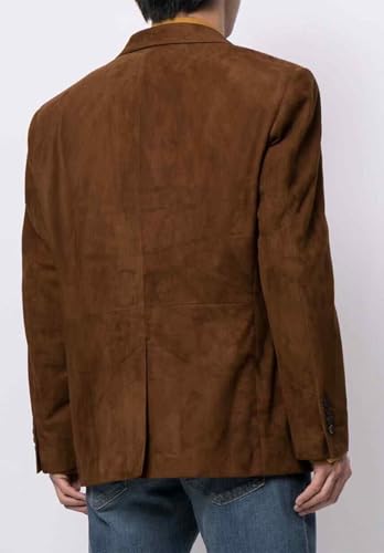 Men's Casual Suede Leather Sports Jacket Regular Fit Stylish Two Button Blazer Coat2