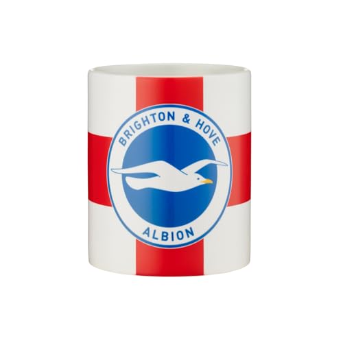 Brighton and Hove Albion England Flag Ceramic Mug, Blue and White, 325ml, 3D Brick Wall Design, Dishwasher Safe