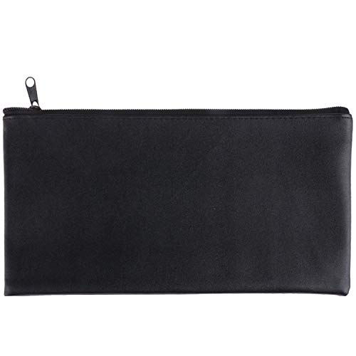 Tongnian Bank Bag Money Pouch Leatherette Security Deposit Bags Utility Zipper Bags for Cash Money,Check Wallet,Cosmetics,Tools, 11x 6 inch 4 Pack (Black)