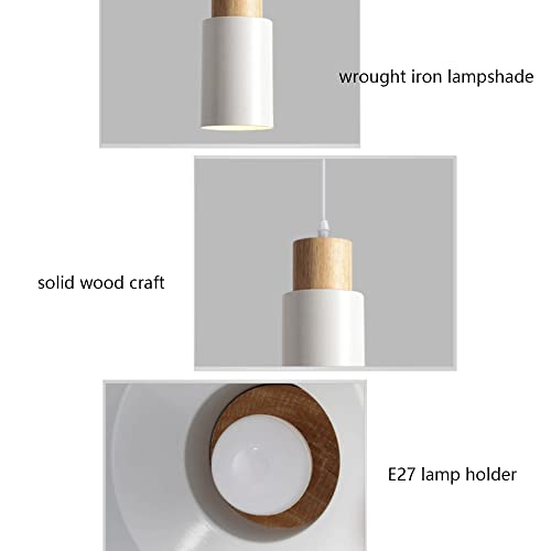 Lámpara colgante de ambiente para dormitorio y comedor con pantalla de cúpula de madera 6