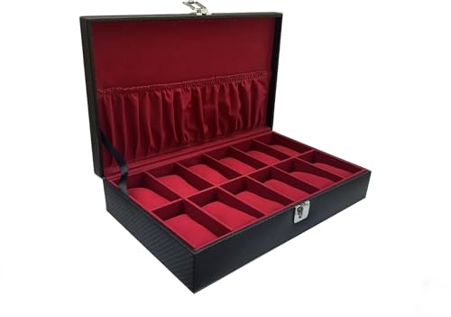 Image of Watch Organiser Display Box Made in Leatherette and Suede with Contarst thread Topstitch | For Men &Women | Gift For Any Occasion (12 watch)