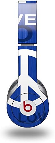 Skin Decal Wrap Works with Original Beats Solo HD Headphones Love and Peace Blue Skin Only (Headphones NOT Included)