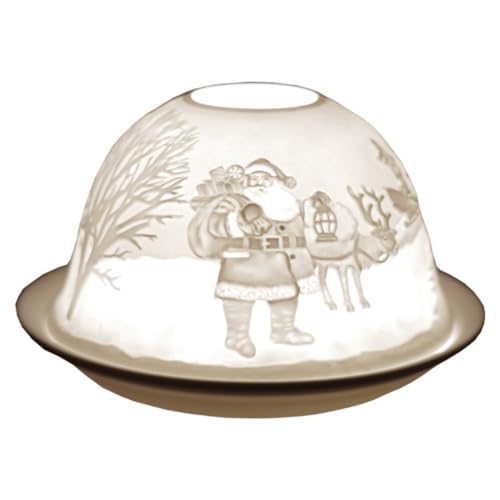 Cello Lithophane Porzellan-Teelichthalter Weihnachtsmann-Muster