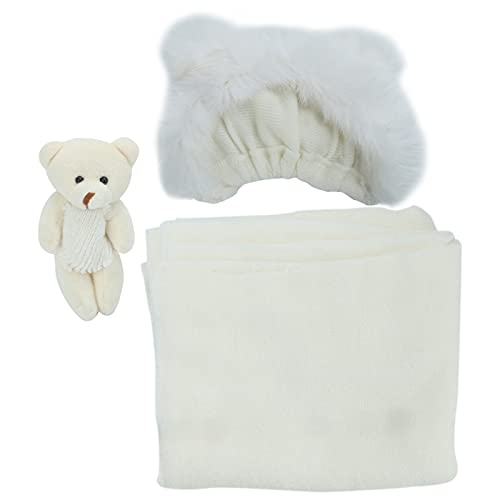 Recém-nascido envoltório infantil bonito chapéu urso boneca bebê fotografia adereços roupa para memó
