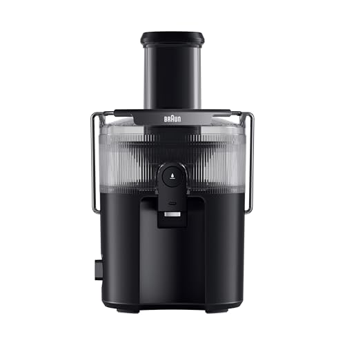Braun MultiJuice 5 SJ5000 Centrifugal Juicer with ColdXtract Technology 75mm Feed Opening 1.5L Juice Container Anti Drip System Quadruple Safety System Stainless Steel Filter 800W Black