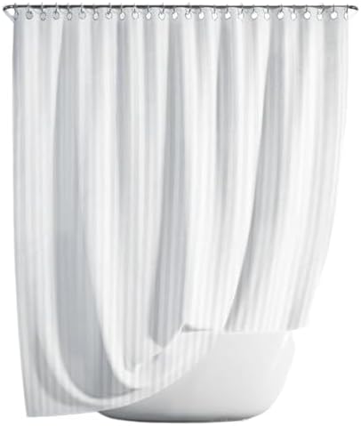 Waterproof Fabric Shower Curtain Liner with Free 12 Hooks Soft Hotel Quality Cloth Shower Liner, Light-Weight & Machine Washable - Standard Size 1.80X2.00 Metre, White (White Off)
