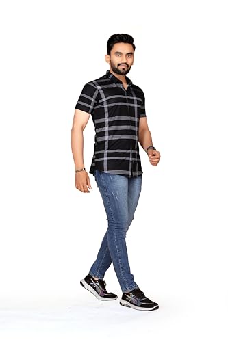 Image of FABRIPPLE Men's Printed Half Sleeve Shirt for Casual Wear | Stylish Geometric Pattern Slim Fit for Men | Summer Trendy Short Sleeve Shirt