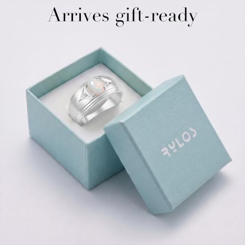 Image of Rylos Men's Rings Classic Design 8X6MM Oval Gemstone & Sparkling Diamond Ring - Color Stone Birthstone Rings for Men, Sterling Silver Rings in Sizes 8-13. Elevate Your Style with Timeless Elegance!