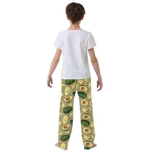 ZZXXB Tropical Avocado Print Boys Long Pants Soft Trousers Elastic Waist Kids Lounge Bottoms with Pockets S-XL3