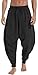 AITFINEISM Mens Elastic Waist Aladdin Harem Pants Loose Drop Crotch Trousers (XX-Large, Black)