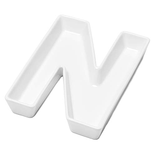 Sweese 708.914 Porcelain Letter Candy Dish, Letter N, White - Decorative Serving Dish