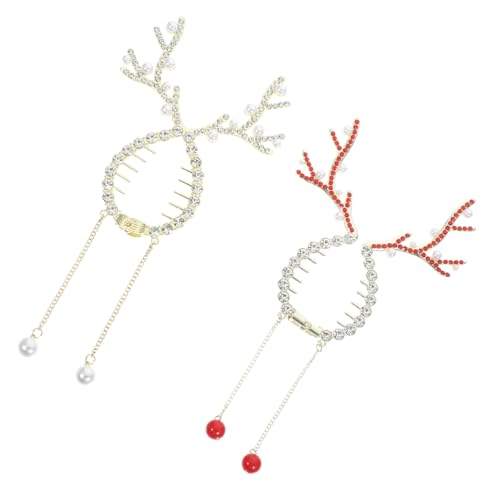 LOLIPPYY 2 Piezas Clips para Pelo Mujer Pinzas de Pelo para Cabello Fino Accesorios de para Moños Sujetador de Coleta con Diseño Festivo Rojo y Blanco para Navidad