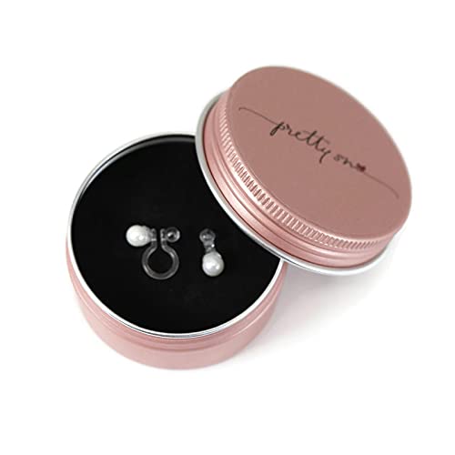 Pretty Smart Round Simulated Shell Pearl Invisible Clip On Earrings for Non-Pierced Ears White (3mm)