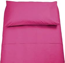 Irge Single Bed Set in Cotton Top Sheet, Bottom Sheet, 1 Pillowcase (Fuchsia)