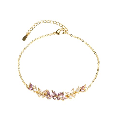 Bracelet papillon oxyde de zirconium femme maillons fleur tendance 22,4 cm