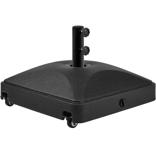 Yaheetech Fillable Mobile Umbrella Base, Heavy Duty Patio Umbrella Pole Holder for Outdoor 4 Wheels, 2 Locks 2 Knobs 123lb Capacity for Deck, Poolside, Garden, Black