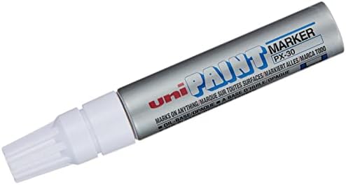 Uni Coloured Broad (4-8.5mm) PX-30 Silver Oil Paint Marker Pen Metal Glass Wood Plastic Stone Outdoor Chisel Nib Tip (Pack Of 1)