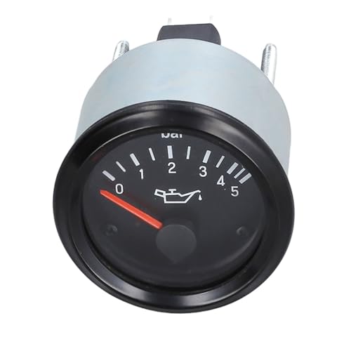 Öldruckmesser, LED-Hintergrundbeleuchtung, Wasserdichter Motor-Kraftstoffdruckmesser für Motorsatz, Instrumentenkasten, Aluminiumlegierung, 0–5 Bar, Passend für Auto-Enthusiasten