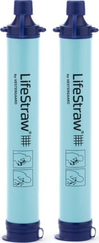 LifeStraw Personal Water Filter for Hiking, Travel and Emergency, Blue, 2PK