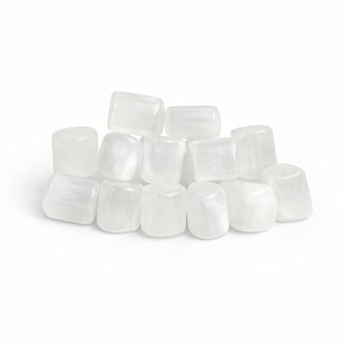 Image of Selenite Tumble Stone | 50 gm Tumbled Gemstones | Reiki Healing Stones | Home Decor Pebbles | Aquarium Gravel | Garden & Table Dcor