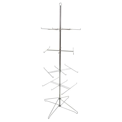 SSWBasics 4-Tier Chrome Wire Spinner Rack (4 tiers - space 12” apart) - Rotating Jewelry Display Organizer - Floor Spinner Rack - Perfect for Food Items and Fashion Accessories Cover
