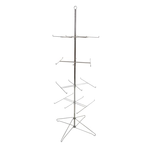 SSWBasics 4-Tier Chrome Wire Spinner Rack (4 tiers - space 12” apart) - Rotating Jewelry Display Organizer - Floor Spinner Rack - Perfect for Food Items and Fashion Accessories