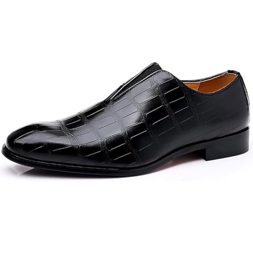 Men's Casual Business Formal Leather Shoes - Elastic Slip-On Driving Dance Wedding Fashion Dress Shoes
