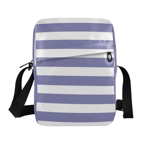 MCHIVER Small Messenger Bag Purple Stripes Crossbody Bag for Men Women Cell Phone Purse Wallet for Work Business