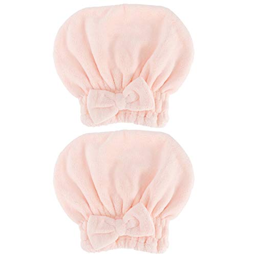 Preisvergleich Produktbild logozoee Haartuchwickel, zuverlässiger Haartrocknungshut aus Weichkorallenvlies, für Make-up-Bad(Dry Hair Cap-pink)