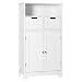 HOMECHO Bathroom Floor Cabinet Wooden Storage Organizer Side Cabinet with 2 Drawer 2 Doors Adjustable Open Shelf Free Standing Kitchen Cupboard for Home Office, Ivory White, HMC-MD-016